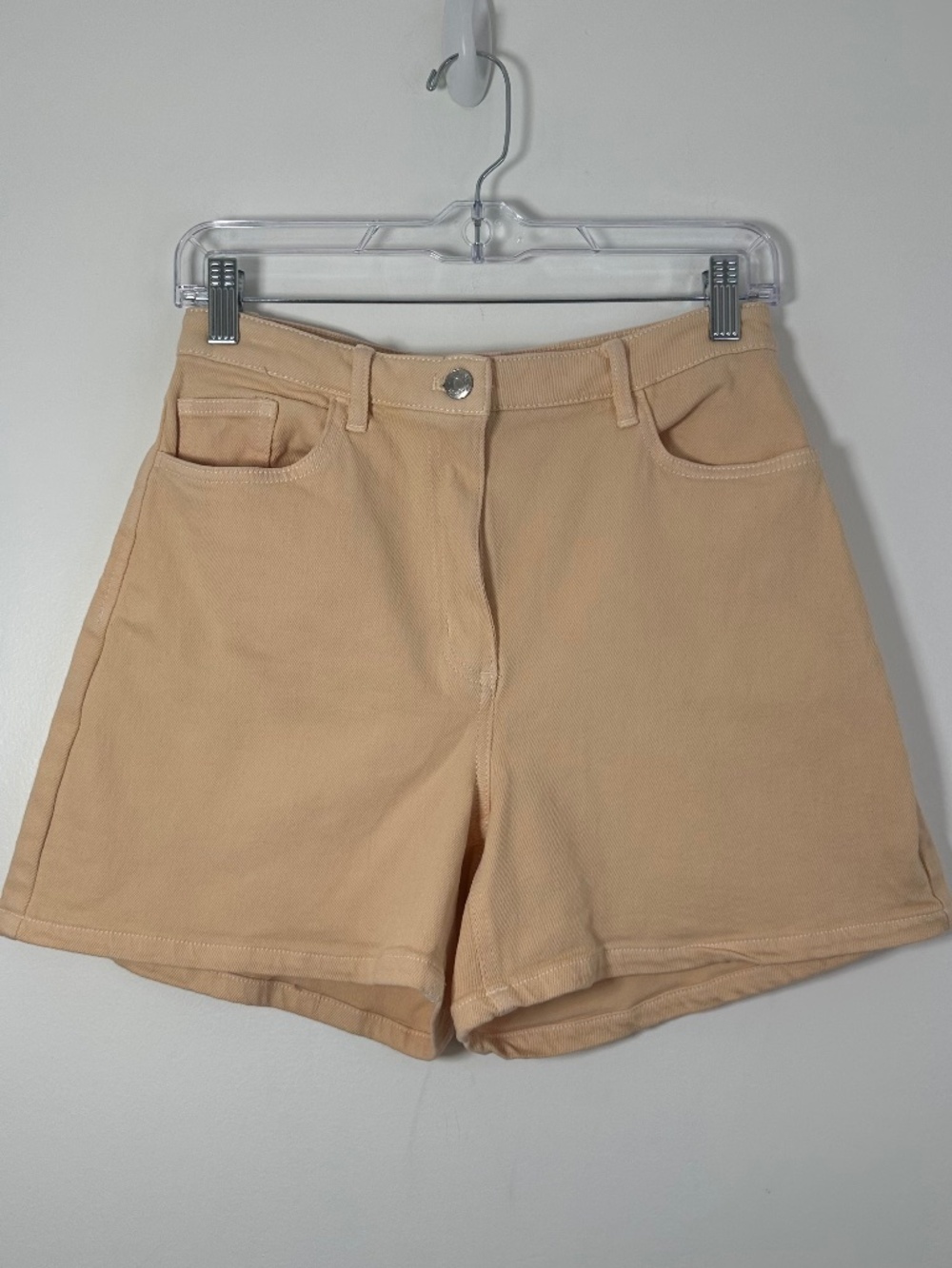Aritzia Wilfred Free Women’s Size 6 High-Rise A-Line Denim Shorts Peach/Beige